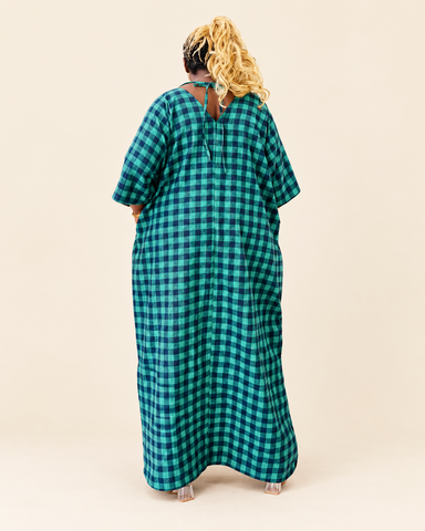 Nadine Multi Button Check Oversized  Maxi Dress