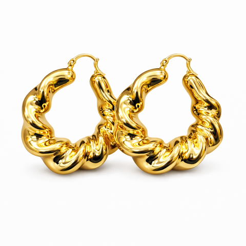 Delphine Swirl Statement Hoops Earrings