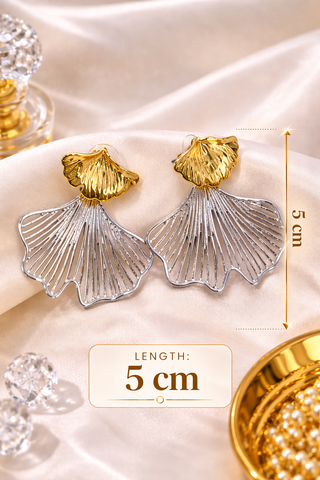 Ginkora Dual-Tone Fan Drop Earrings