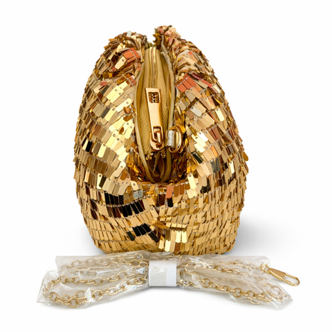 Luminara Gold Sequin Clutch Bag