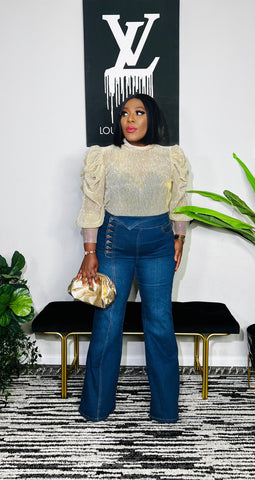 EUDORA PUFF SLEEVE TOP (GOLD)