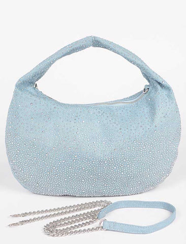 BENNY RHINESTONE STUDDED DENIM PURSE