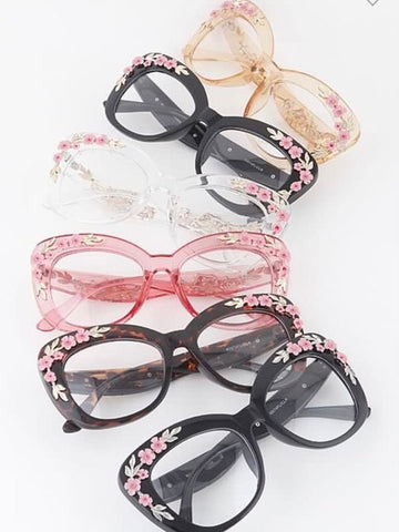 HAVANA FLORAL CLEAR SUNGLASSES