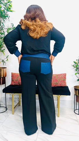 URBAN EDGE DENIM PANEL JACKET & PANT SET