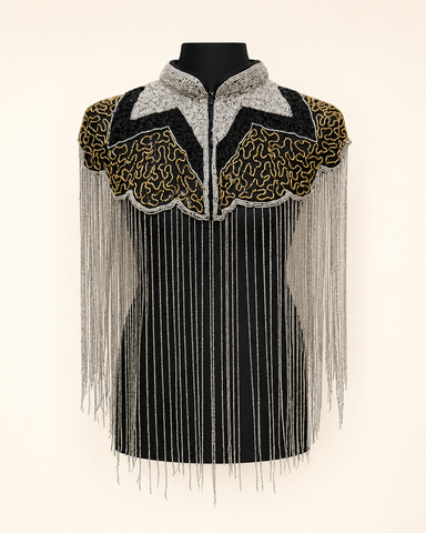 OPULENCE VINTAGE BEADED TASSEL CAPE TOP