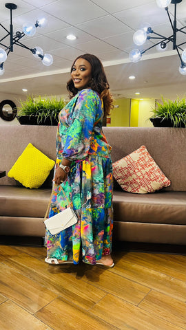 The Talia Watercolor Tiered Maxi Dress
