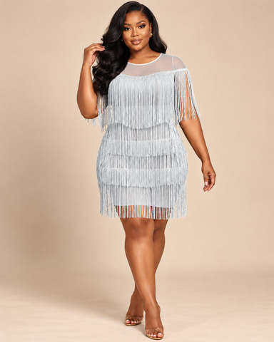 Maxine Luxe Tiered Fringe Dress