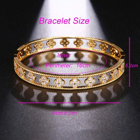 AURELIA 18K INSPIRED FLORAL CZ MOTIFS BANGLE