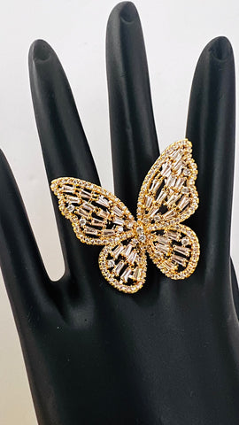 BUTTERFLY ZIRCONIA BOLD RING (Gold)