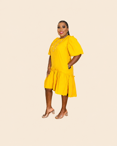 DOLLED UP PUFF SLEEVE DRESS