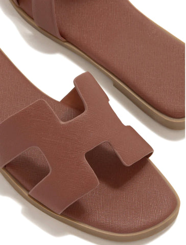 ELIANA MATTE TRENDY SLIP ON SANDALS (Tan)
