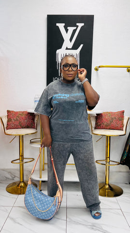 Chasing Dreams Grey-Washed Graphic Tee / Matching Pant