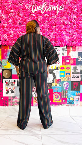 REAGAN STRIPE FRONT TIE TOP AND PANT SET