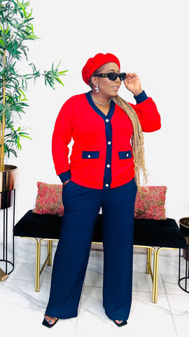 MAYOR BUTTONS V-NECK PANTS SET