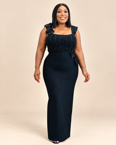 Varelle Pearl & Rhinestone Corset Bandage Dress