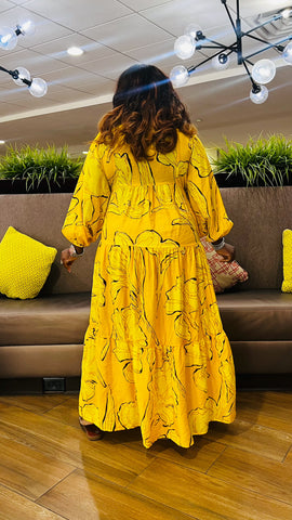 THE MEENA SWIRL TIERED MAXI DRESS