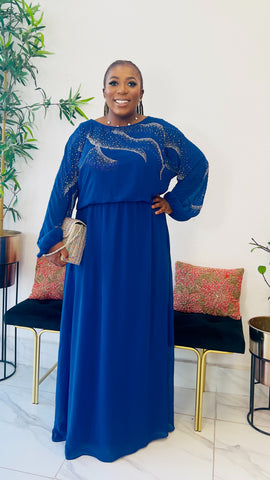 CRESSIDA EXCLUSIVE STONED MAXI DRESS (Royal Blue)