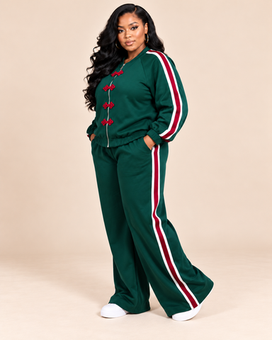 Bridget Contrast Trim Wide-Leg Tracksuit Set