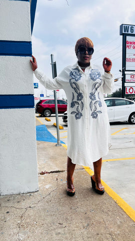 AZARIA SEQUIN MIDI SHIRT DRESS