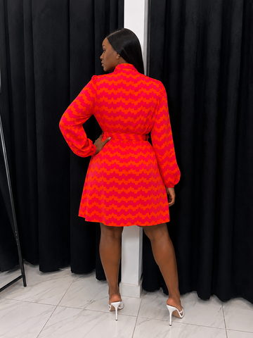 ZURIA BELTED GEO PRINT SHIRT DRESS