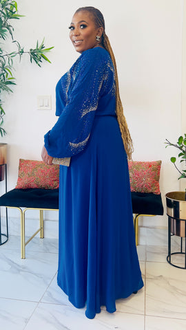 CRESSIDA EXCLUSIVE STONED MAXI DRESS (Royal Blue)