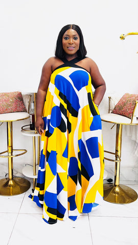 The Solstice Abstract Halter Maxi Dress