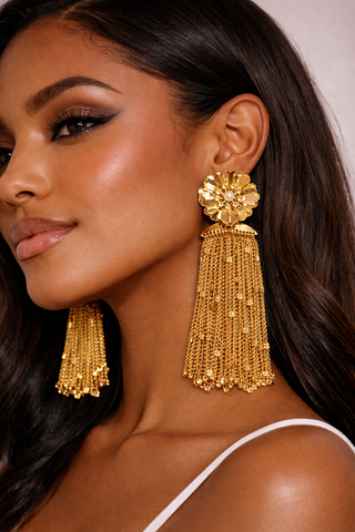 Velour Bloom Tassel Earrings