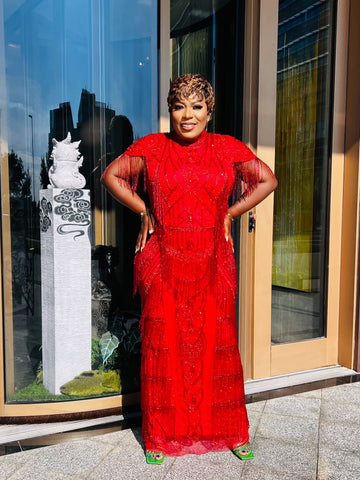 CARDI EXCLUSIVE LUXURY VINTAGE DRESS (Red)