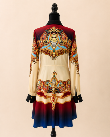 Bellano Crystal Baroque Peplum High-Low Top – Multicolor