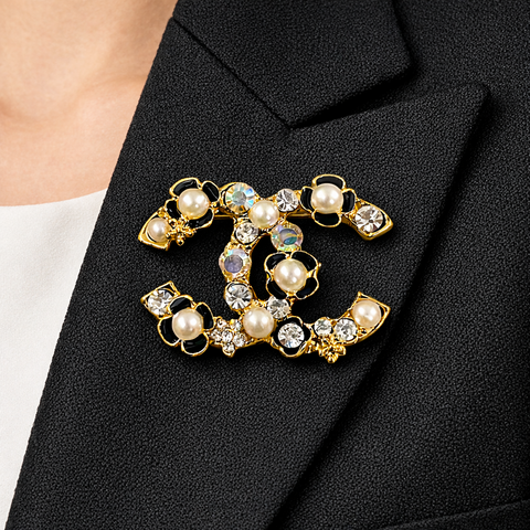 Terra Exclusive Pearl Stoned Floral Brooch Pin