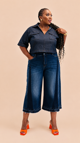Sorella Panel Wide-Leg Culottes Jeans