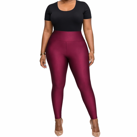 Wine Solid Control Sculpting High-Waist Leggings