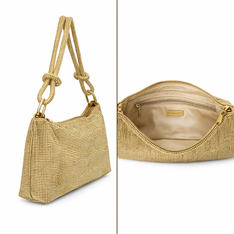 Vanity Knotted Crystal Bag (Gold)