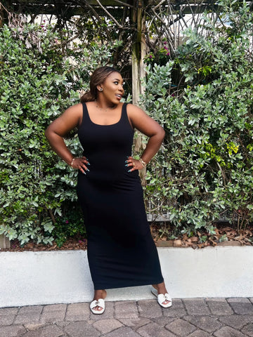 ANNIE RIBBED MAXI TANK DRESS (Black)