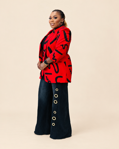 Vivid Strokes Abstract Oversized Blazer