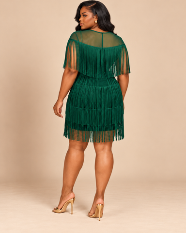 Maxine Luxe Tiered Fringe Dress