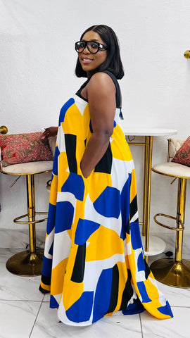 The Solstice Abstract Halter Maxi Dress