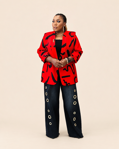 Vivid Strokes Abstract Oversized Blazer