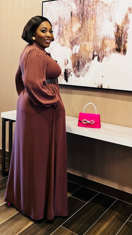 The Regal Bloom Shirt Maxi Dress (Brown)