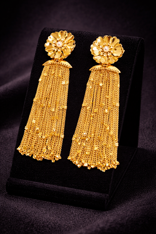 Velour Bloom Tassel Earrings