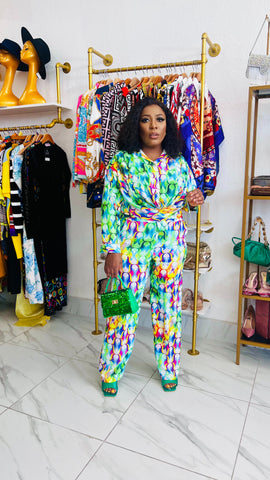 LEMONADE COLLARED SHIRT & WIDE LEG PANT SET