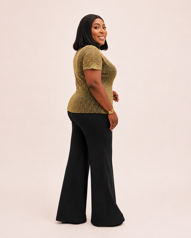 Marbella Metallic Rosette Top - Gold