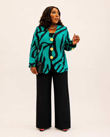 Verona Gold Button Abstract Blazer
