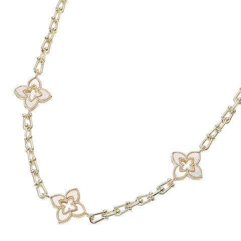 14K Gold Plated Mother of Pearl Clover Necklace