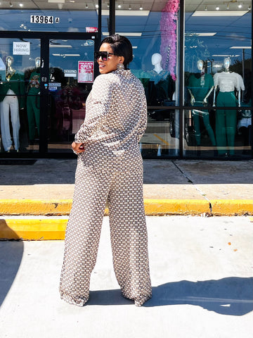 VALIA CHECKERED PRINT  COTTON LOUNGE SET