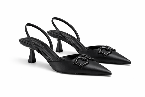 YARIS SLING BACK POINTY TOE LOW HEEL (Black)