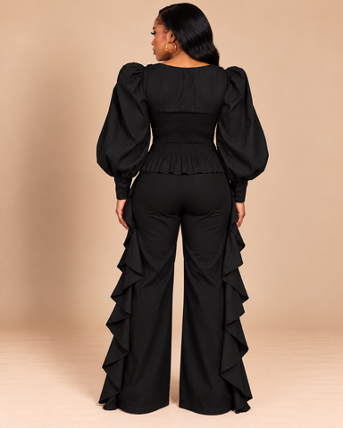 Claudine Asymmetric Puff Sleeve Statement - Top