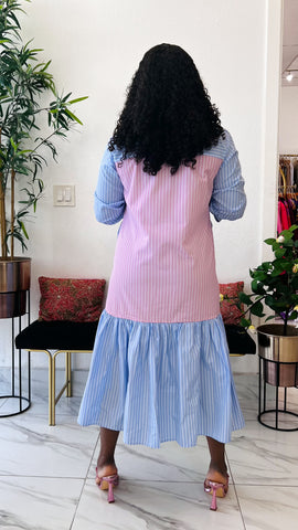 JAYDA MULTICOLOR STRIPED COTTON SHIRT DRESS