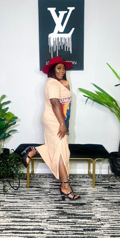 Star Girl Oversized Graphic Midi Dress