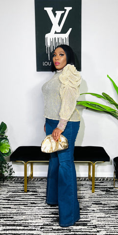 EUDORA PUFF SLEEVE TOP (GOLD)